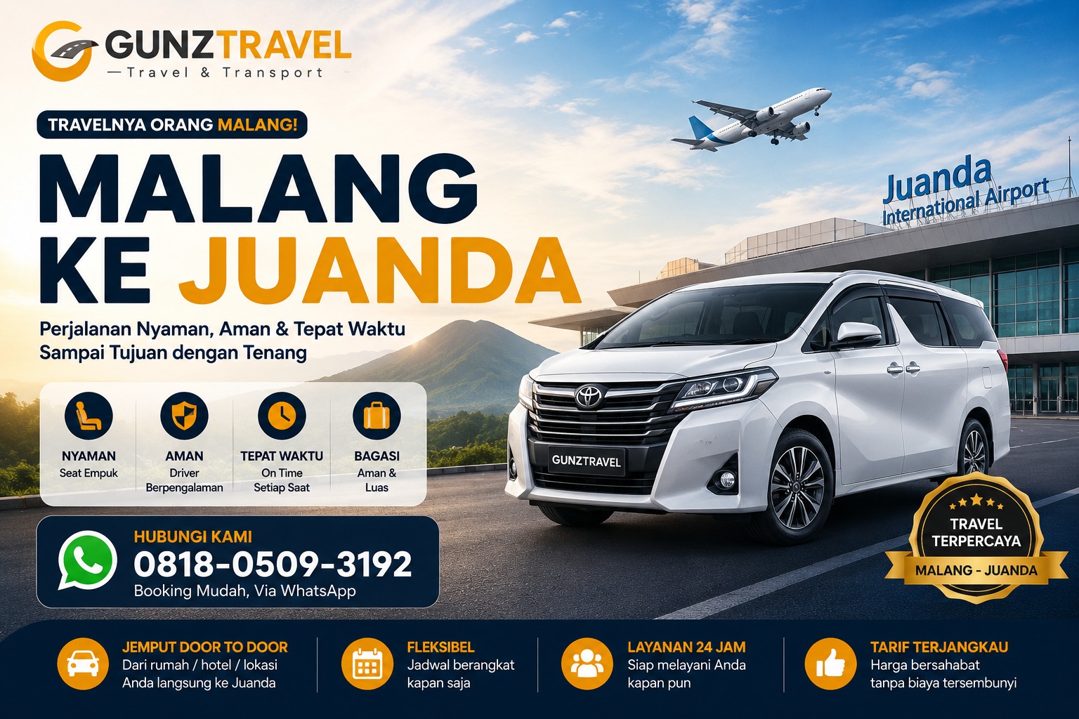 Armada Travel Malang – Bandara Juanda 24 Jam - Gunz Travel Malang